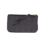 Black Empreinte leather key pouch with gold zip and wrist strap