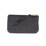 Black Empreinte leather key pouch with gold zip and wrist strap