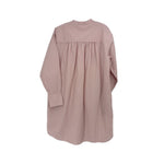 Pink striped gathered-waist dress with long batwing sleeves