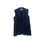 Max Mara navy blazer vest, sleeveless with notch lapels and single button