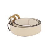 Cream Gucci Marmont belt with gold double G hardware and looped strap