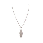Silver mesh fringe necklace with teardrop pendant and hanging chain fringe