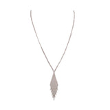 Silver mesh fringe necklace with teardrop pendant and hanging chain fringe