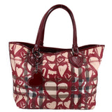 BURBERRY NOVA CHECK PAINTED HEARTS TOTES BURGUNDY