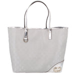 GUCCI Britt GG silver tote bag with top handles and embossed GG pattern