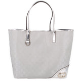 GUCCI Britt GG silver tote bag with top handles and embossed GG pattern