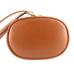 GUCCI vintage drawstring backpack, oval tan leather base with gold hardware detail