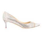 Glitter cap-toe heels with slim stiletto heel, silver sparkle and metallic trim