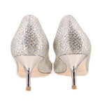 Glitter cap-toe heels, silver sparkle pumps with high stiletto heel