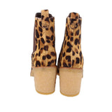 Leopard calf hair boots with stacked block heel and RL logo on back