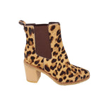 Leopard calf hair Chelsea boots with dark elastic gore and stacked block heel