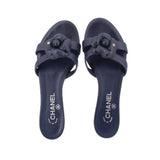 CHANEL CAMELLIA SANDALS NAVY 39 EU | 8.5 US