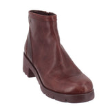 Camper maroon leather ankle booties with chunky heel and side seam