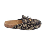 TORY BURCH T MONOGRAM MULE FLATS BLACK 10 US