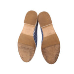 STUART WEITZMAN blue woven lace-up loafers, tan rubber outsole bottoms
