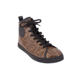 FENDI Zucca high-top sneakers with FF monogram pattern and black lace-up