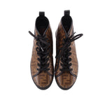 FENDI Zucca high-top sneakers, brown FF-print fabric with black laces