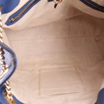 GUCCI Soho chain tote bag interior lining with open pocket and top zipper edge.