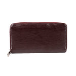 LOUIS VUITTON Epi zippy wallet in maroon, full-length side zip, textured leather