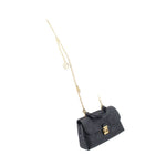 Small black monogram flap crossbody bag with gold chain and charm