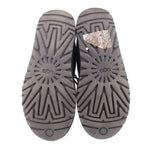 Black rubber outsole bottoms with tread pattern and UGG markings