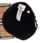Burberry plaid trucker hat interior with brand label, black lining and brim backing