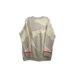 Printed cardigan back with camo print, ribbed collar and hem, red stripe details