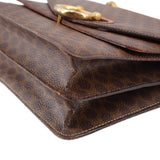 CELINE FLAP VINTAGE HANDLE BAG BROWN