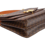CELINE FLAP VINTAGE HANDLE BAG BROWN