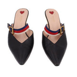 GUCCI SYLVIE POINTED TOE MULE HEELS BLACK 40 EU | 9.5 US