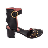 LOUIS VUITTON HEELED SANDALS BLACK/MONOGRAM 39 EU | 9 US