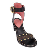 LOUIS VUITTON HEELED SANDALS BLACK/MONOGRAM 39 EU | 9 US