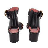 LOUIS VUITTON HEELED SANDALS BLACK/MONOGRAM 39 EU | 9 US