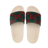 GUCCI WOMEN'S GG SIGNATURE VELVET SANDALS GREEN 40 EU | 10 US
