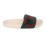 GUCCI WOMEN'S GG SIGNATURE VELVET SANDALS GREEN 40 EU | 10 US