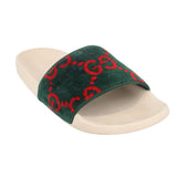 GUCCI WOMEN'S GG SIGNATURE VELVET SANDALS GREEN 40 EU | 10 US