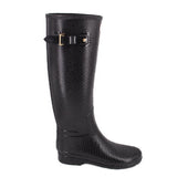 HUNTER ORIGINAL EMBOSSED TALL RAIN BOOTS BLACK 8 US