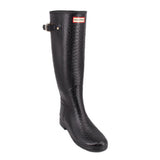 HUNTER ORIGINAL EMBOSSED TALL RAIN BOOTS BLACK 8 US