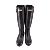HUNTER ORIGINAL EMBOSSED TALL RAIN BOOTS BLACK 8 US