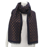 GUCCI WOOL GG METALLIC SHIMMER SCARVES NAVY