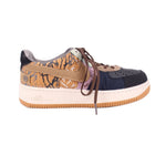 Women’s low-top sneakers with brown laces, multicolor panels, and Air sole