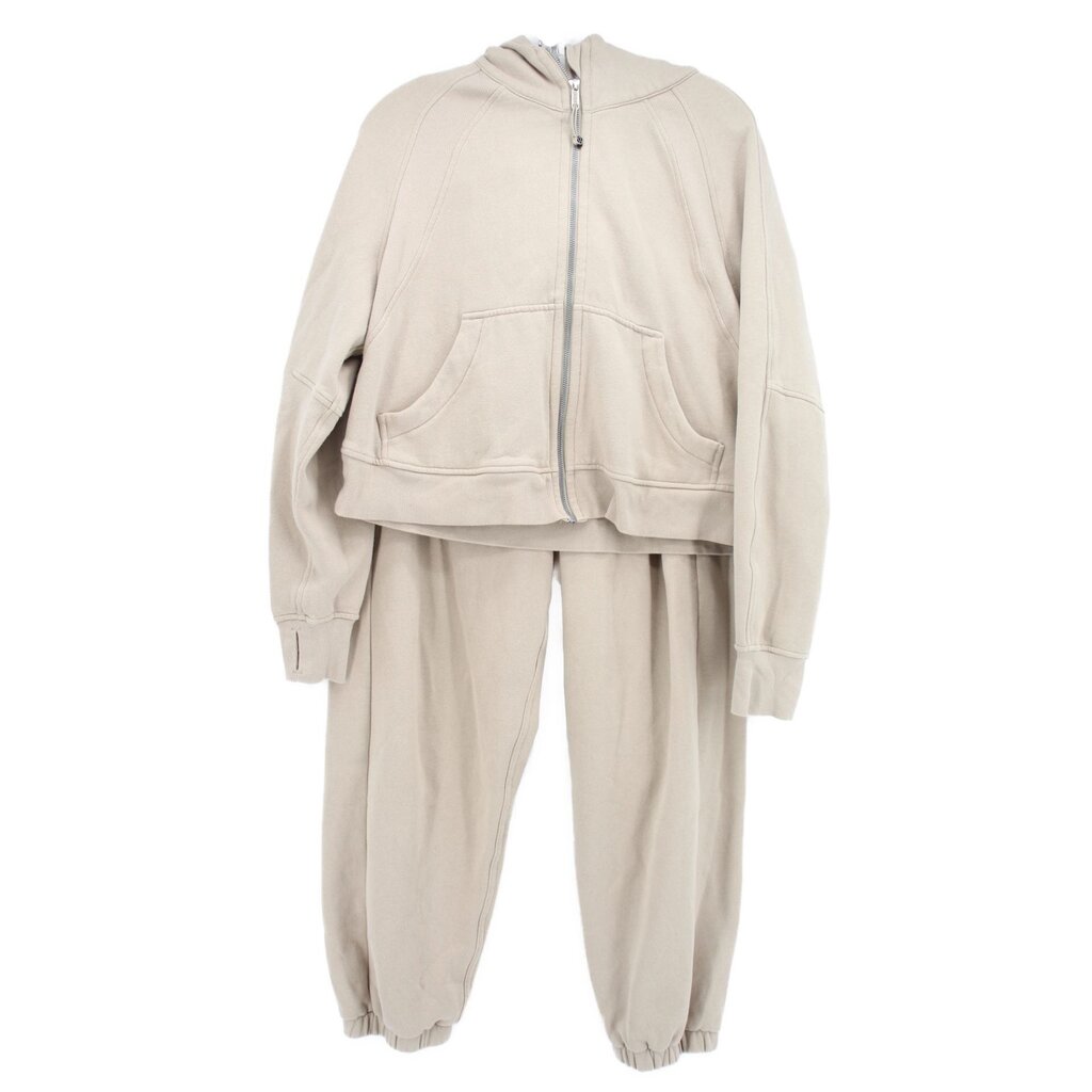 LULULEMON tan zip-up hoodie and jogger sweat set, two-piece activewear