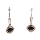 DAVID YURMAN STERLING SILVER DIAMOND & ONYX DROP EARRINGS