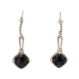 DAVID YURMAN STERLING SILVER DIAMOND & ONYX DROP EARRINGS