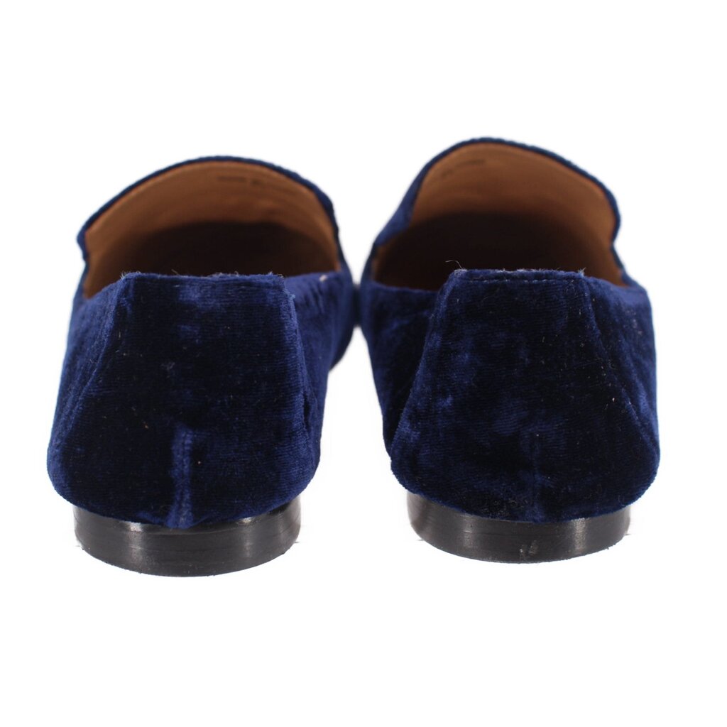 Navy slipper flats with low heel and soft back panel