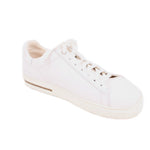BIRKENSTOCK leather sneakers in white, lace-up with tan sole trim