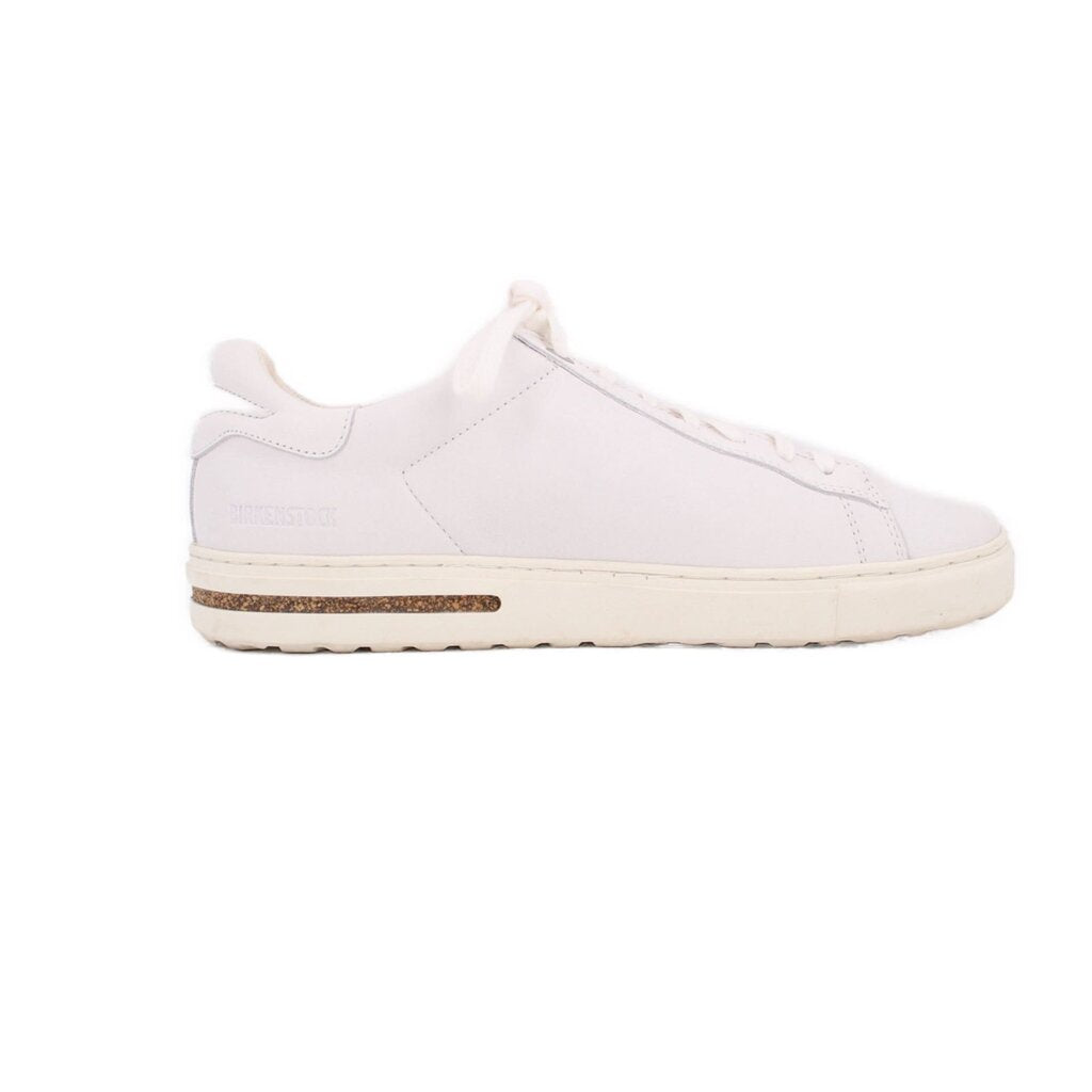 BIRKENSTOCK leather sneakers in white, side view with textured sole
