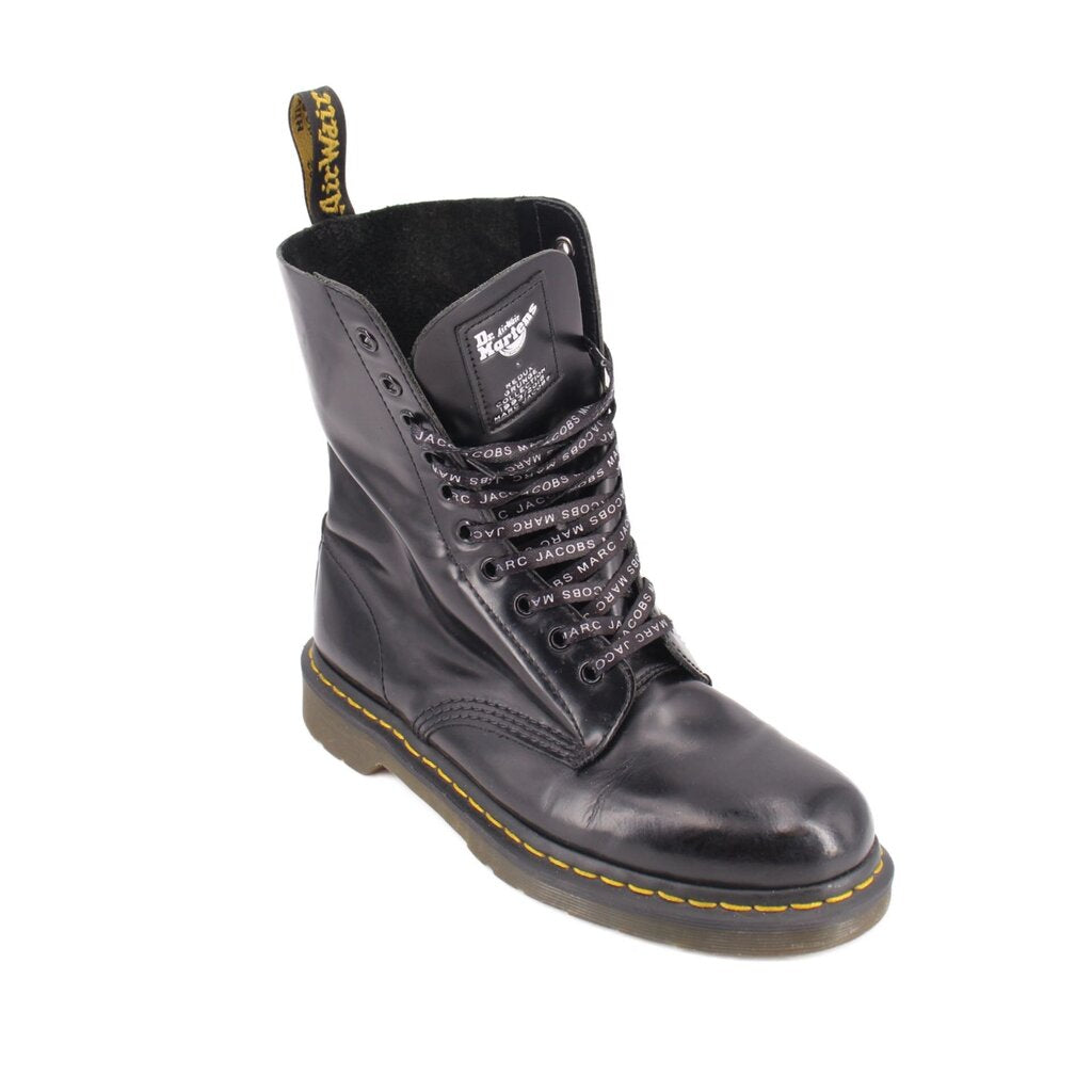 Black DR Martens x Marc Jacobs 1490 lace-up boots with yellow welt stitching