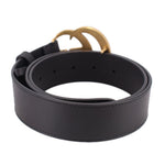GUCCI Marmont black leather belt with belt holes and open buckle frame