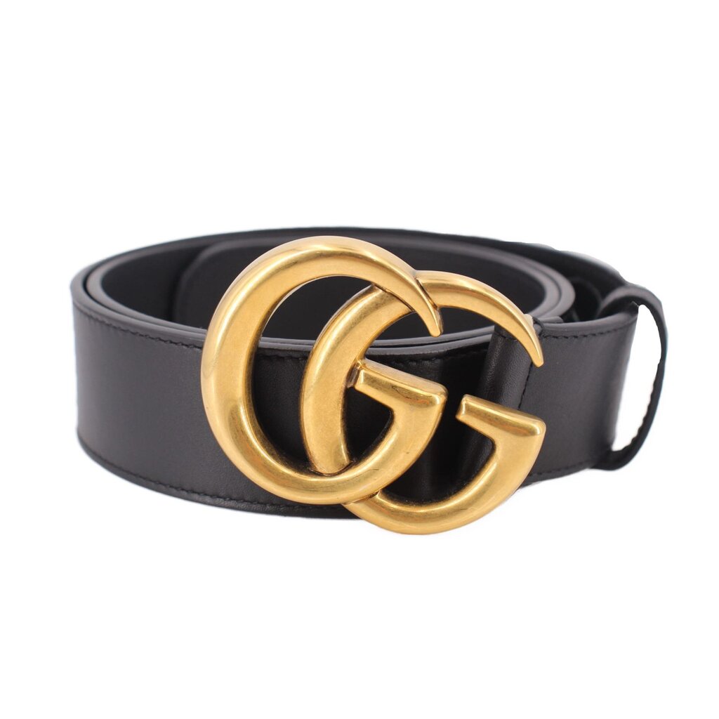GUCCI Marmont belt in black with gold-tone GG buckle and adjustable strap